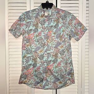 Free Planet Men's S Button Down Shirt Tropical Print